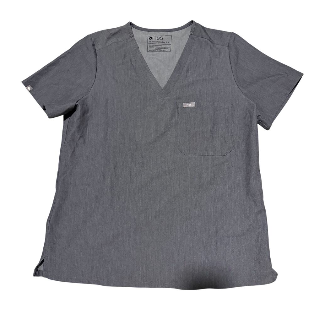 Figs scrub top in gray sz L nurse workwear medical comfortable doctor